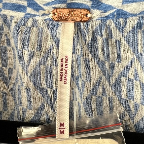 Free People Rillo Blue Cotton Beach Summer Shirtdress Size Medium NWT - Picture 7 of 11